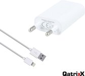 USB lader reislader slimline + 3 meter data kabel Wit voor Apple iPhone lightning