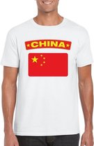 T-shirt met Chinese vlag wit heren S