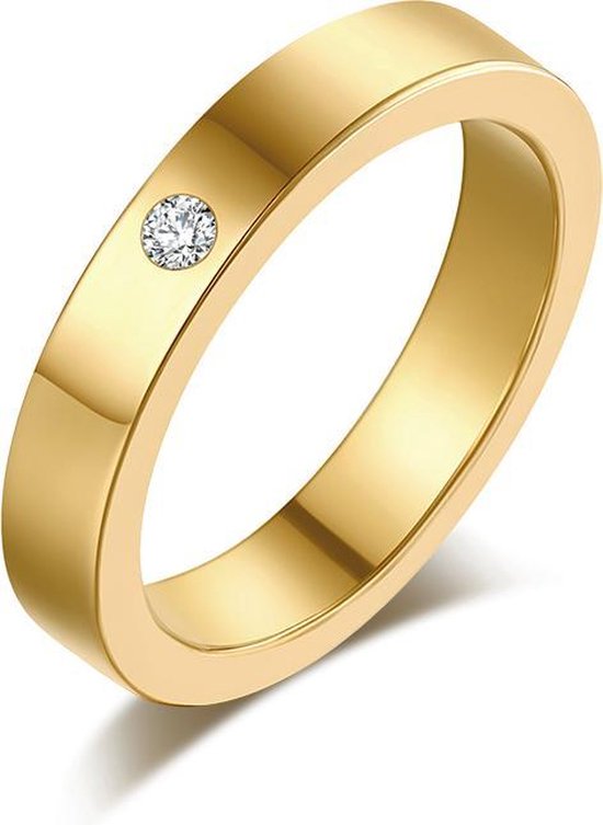 Montebello Ring Tabea Gold - 316L Staal - Trouw - 5mm - Maat 64 - 20,4mm