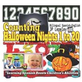 Counting Halloween Nights 1 to 20. Bilingual Spanish-English