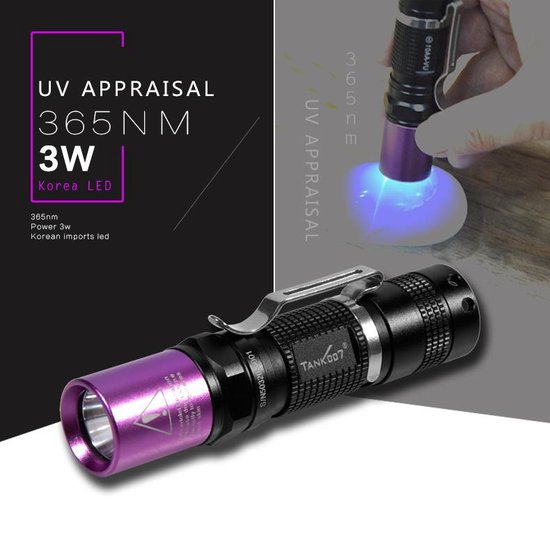 UV-AA01 - Krachtige UV Zaklamp - 365nm - 3W | bol.com