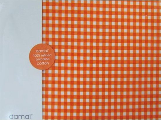 Drap-housse Damai Vichy en Coton - Simple - 90x200 cm - Orange