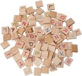 100 stuks houten stenen geschikt voor scrabble - gekleurde letters