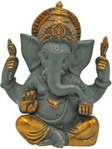 Ganesha grote oren grijs met gouden finish - 14 cm - 1380 g - M