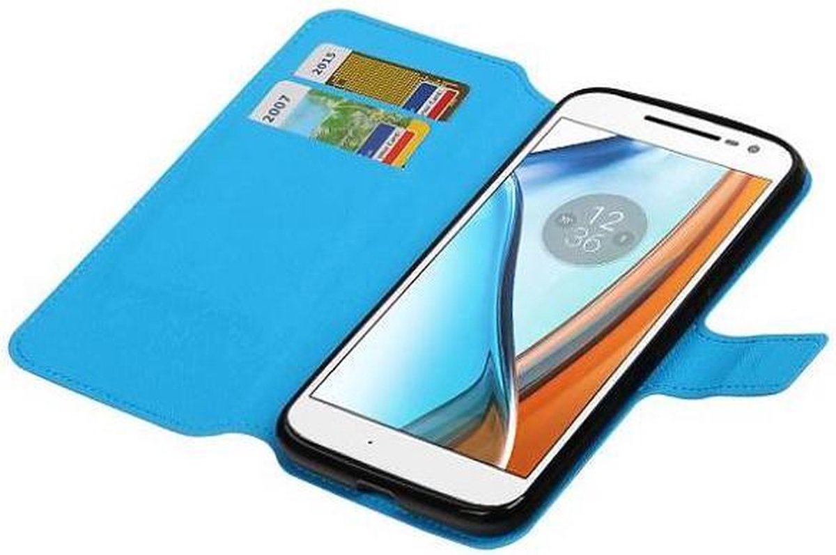 Cross Pattern TPU Bookstyle Wallet Case Hoesje Geschikt voor Motorola Moto G4 Blauw