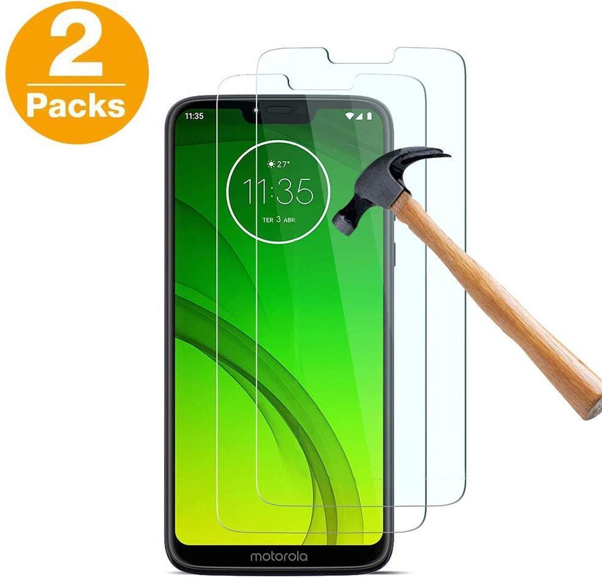 Geschikt Voor: Motorola Moto G7 Play Screen Protector [2-Pack] Tempered Glas ScreenScreen Protector