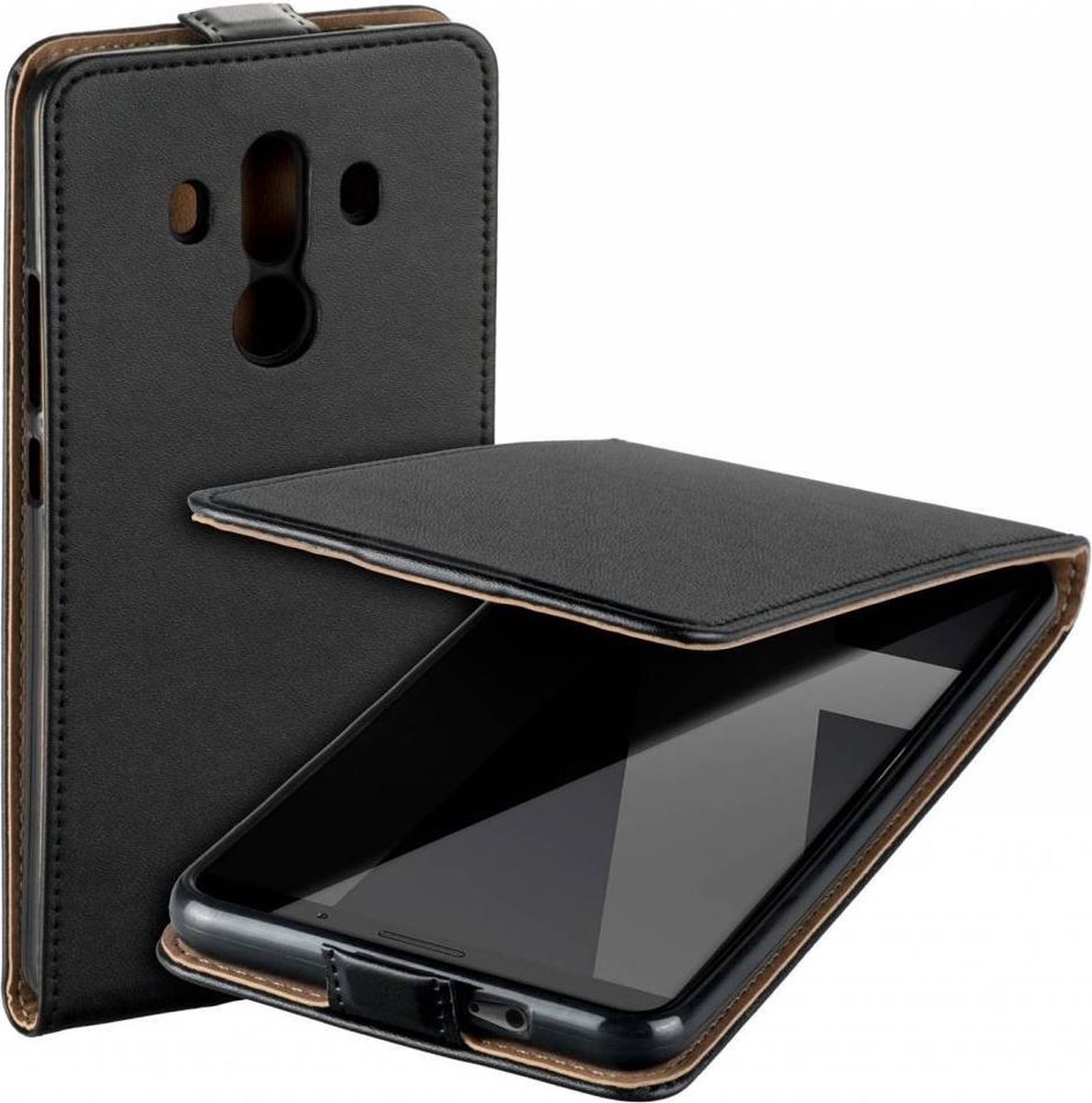 Zwart eco flipcase kunstleder cover hoesje voor Huawei Mate 10
