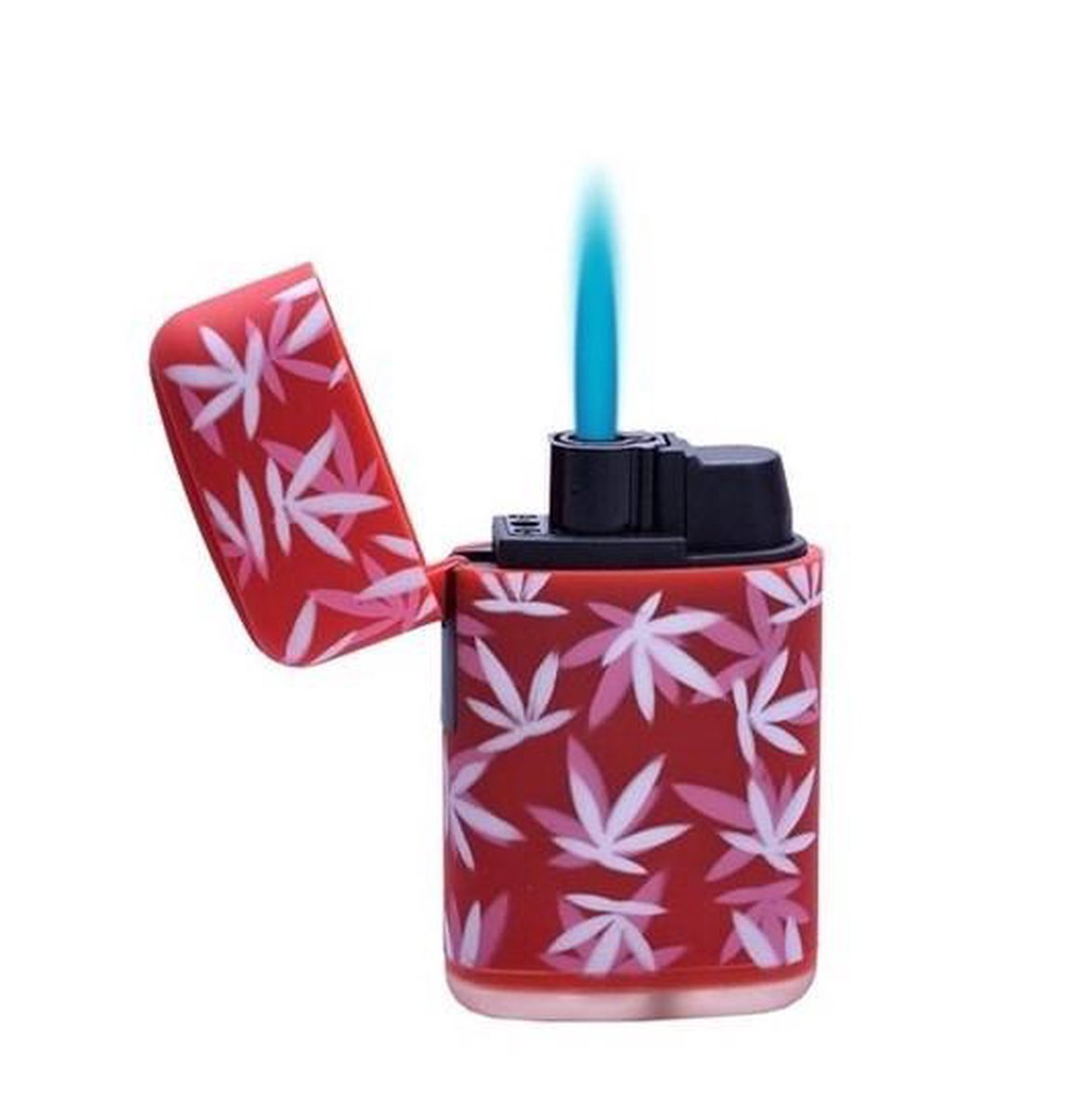 Prof - Aanstekers - Blauw Enkele Vlam - "Capsule Blad Design " - 1 stuk - Lighter - Briquet - Blueflame