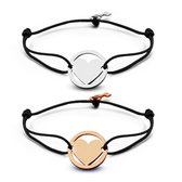 Key Moments 8KM-C00002 - Duo armband met stalen hart en sleutel - one-size - zilverkleurig / rosékleurig