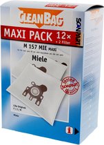CleanBag stofzuigerzakken 12 stuks - Geschikt voor Miele S241-256i, S290-S299, S300i-S399, S500-S578, S700-S799, S4000-S4999, S6000-S6999, Compact C1, Compact C2 & Complete C1 - FJM - Inclusief 2 filters - Alternatief - Maxipack - Voordeelpak