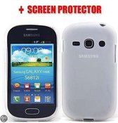 Silicone gel hoesje transparant wit Samsung Galaxy Fame s6810 + screenprotector