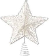 Witte sterren piek ijzer 25 cm - Witte kerstboom versieringen