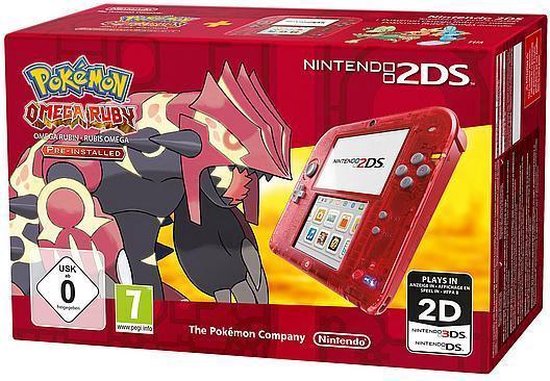 Nintendo 2DS Handheld Console + Pokemon Omega Ruby - Transparant Rood 2DS Bundel