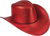 Rode cowboyhoed Howdy pailletten voor volwassenen
