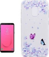 Samsung Galaxy J8 (2018) - hoes, cover, case - TPU - Transparant - Bloemen en vlinders