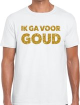 Ik ga voor Goud gouden glitter tekst t-shirt wit heren - heren shirt Ik ga voor Goud M