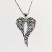 Angel Wings - Vintage statement ketting met engel vleugels in antiek zilver