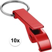 10x Flesopener sleutelhanger - rood - opener