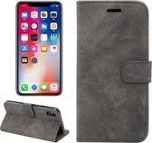 Retro Leren Bookcase - Iphone XS Max Hoesje - Zwart