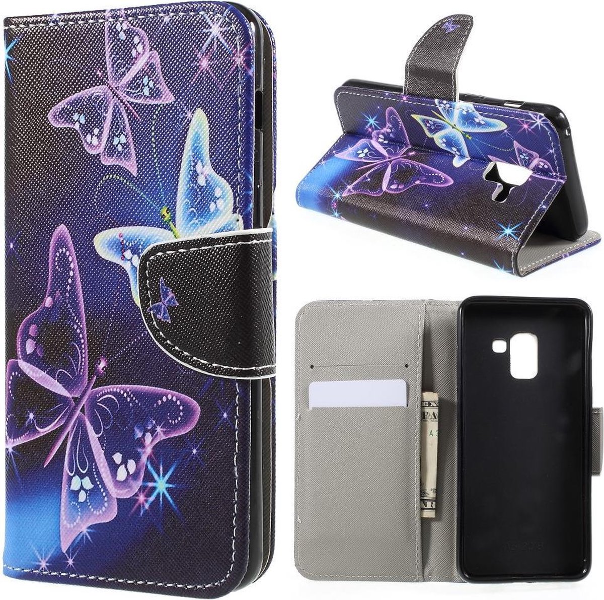 Book Case - Geschikt voor Samsung Galaxy A8 (2018) Hoesje - Vlinders