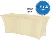 Cover Up Tafelrok Stretch - 183x76cm - Incl. Topcover - Cream