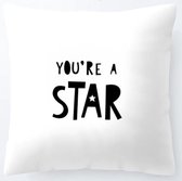 Kussen You're A Star| Zwart Wit Kinderkamer | Kussenhoes vierkant