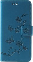 Bloemen Book Case - Huawei Mate 10 Lite Hoesje - Blauw