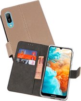 Booktype Telefoonhoesjes - Bookcase Hoesje - Wallet Case -  Geschikt voor Huawei Y6 Pro 2019 - Goud