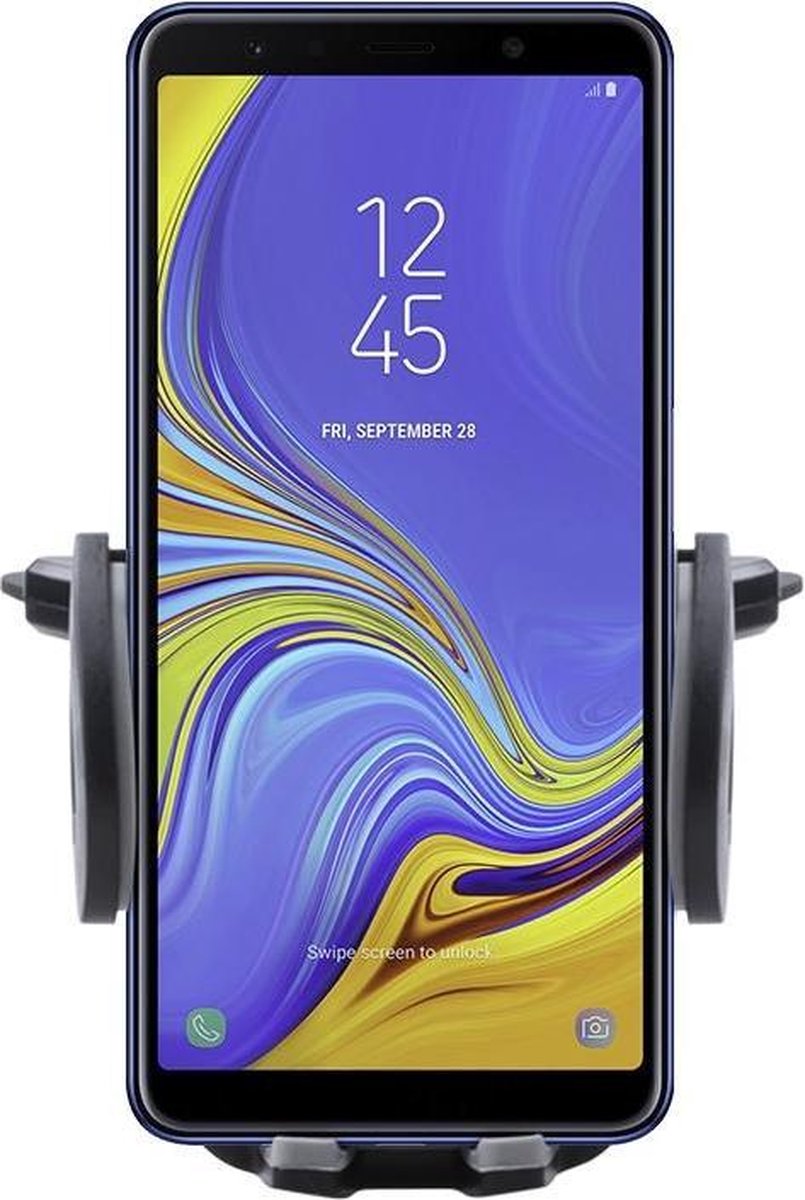 Shop4 - Samsung Galaxy A7 (2018) Autohouder Verstelbare CD Houder Zwart met Draaiklem Zwart