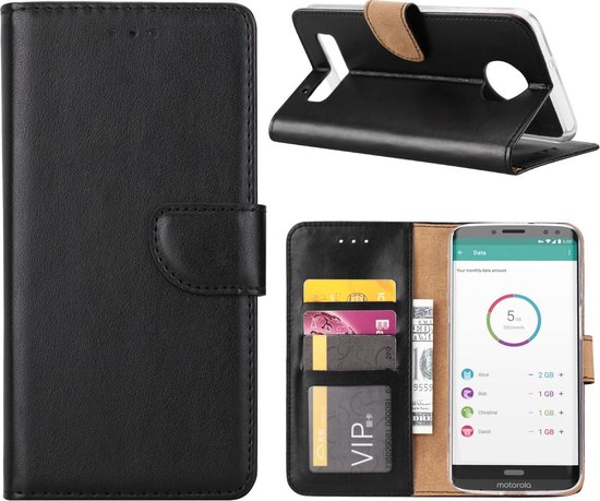 Kan worden genegeerd Puur vervormen hoesje Zwart book case style voor Motorola Moto Z3 Play wallet case |  bol.com