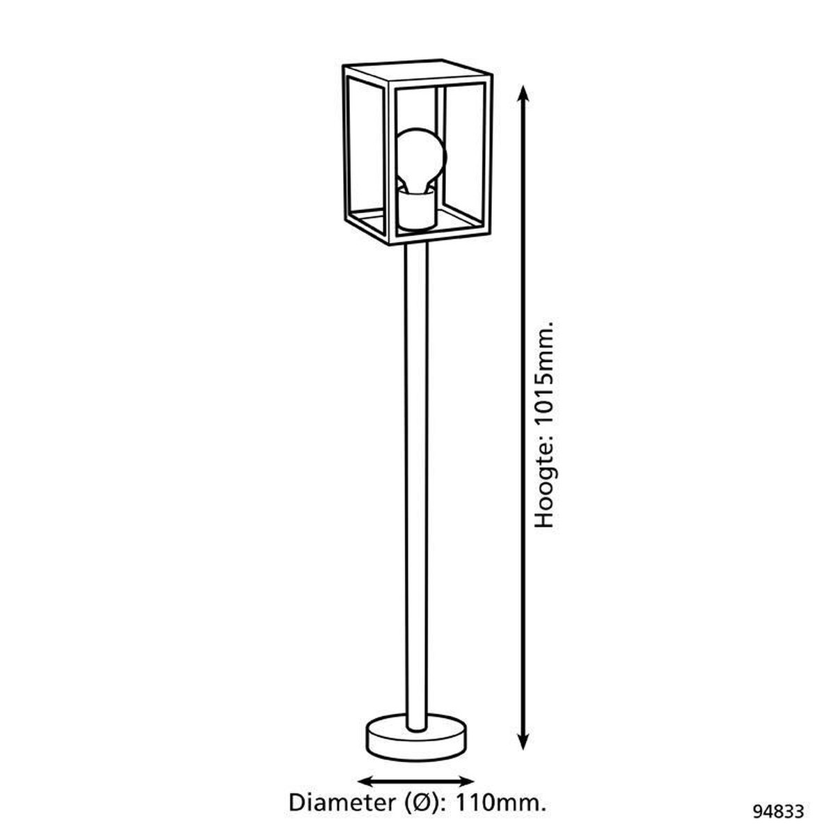 Eglo Alamonte 1 Staande lamp Buiten - E27 - 101,5 cm - Zwart