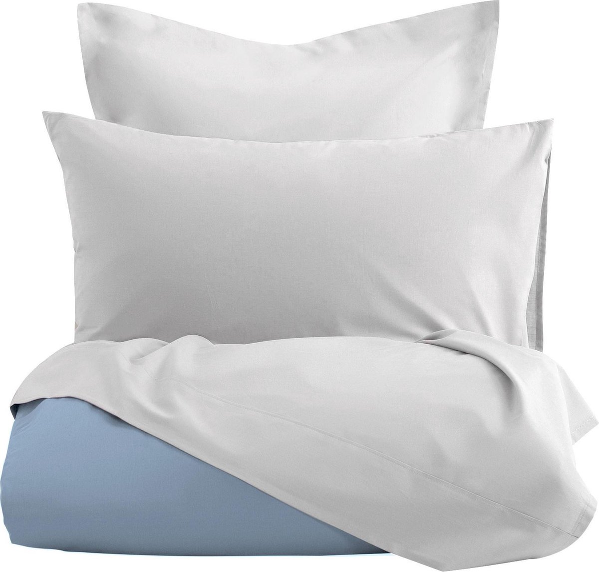 Flanellen Romanette Dekbedovertrek Comtesse Blauw/Wit-140x200/220