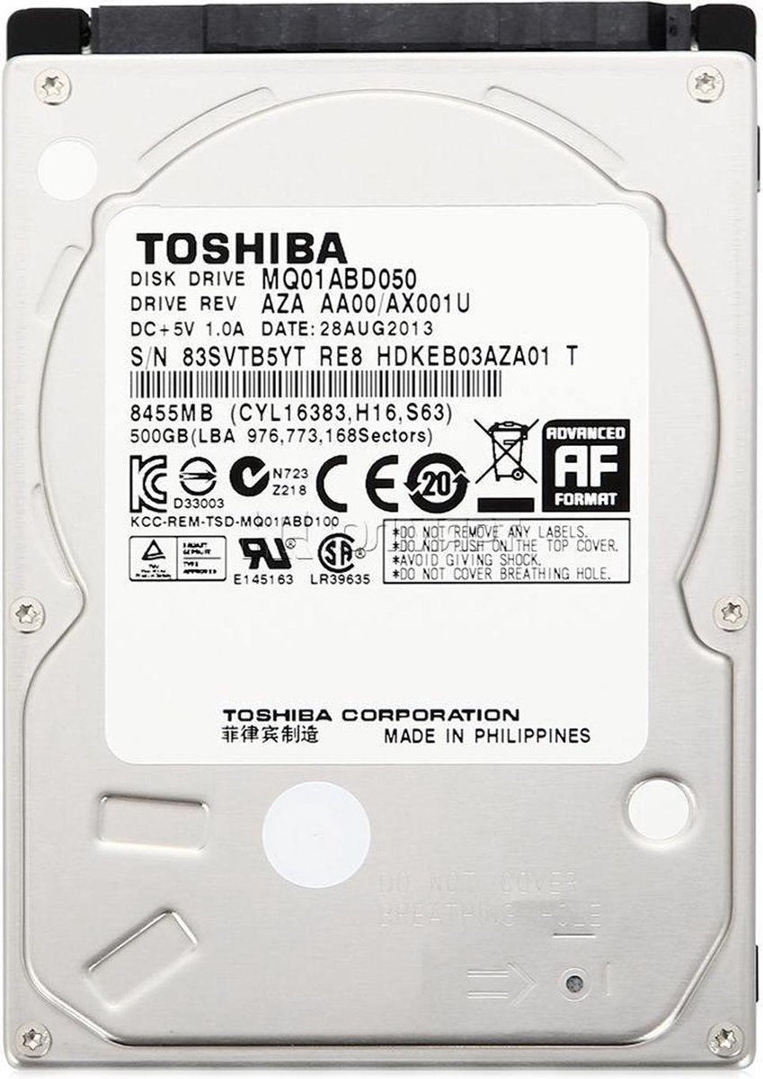 Toshiba MQ01ABD050 500GB - Interne Harde Schijf / 2.5 inch / SATA 2