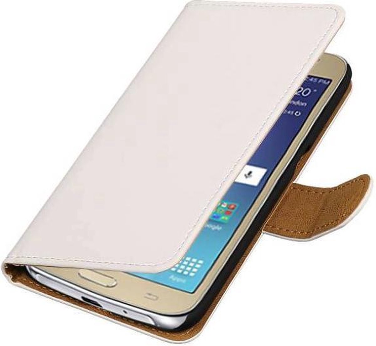 Effen Bookstyle Hoes Geschikt voor Samsung Galaxy J1 (2016) J120F Wit