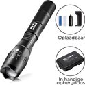TravelMore Militaire LED Zaklamp Oplaadbaar - IPX-6 Waterresistent - 1000 Lumen - Zwart