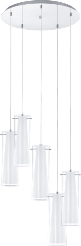 EGLO Pinto - Lampe à suspension - 5 lumières - Chrome - Clair, Wit | bol.com