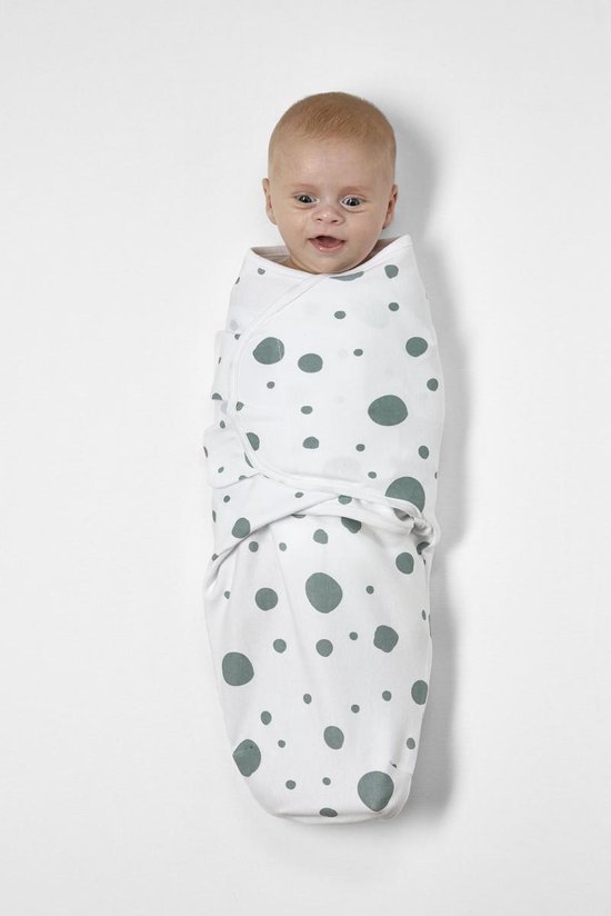 Meyco Baby Dots swaddlemeyco inbakerdoek - stone green - 0-3 maanden - Meyco