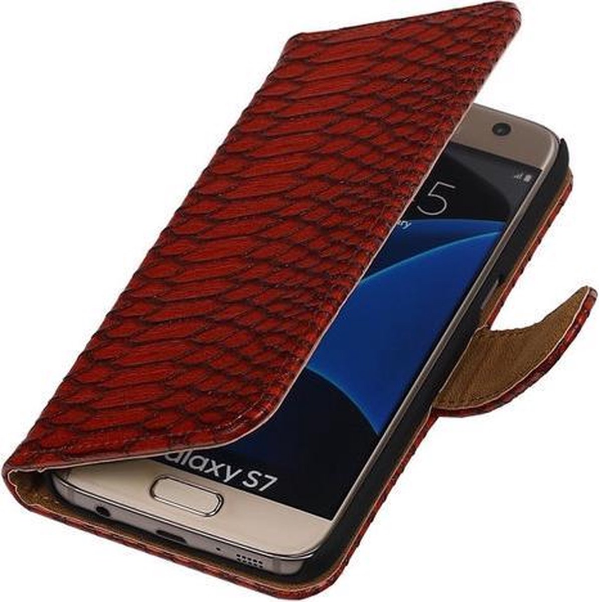 Rood Slang Booktype Samsung Galaxy S7 Wallet Cover Hoesje