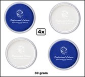 4x PXP Professional Colours 30 gram blauw en wit- Schmink thema feest party verjaardag