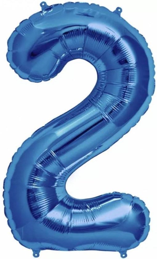 Folie Ballon Cijfer 2 Blauw 86 cm - leeg