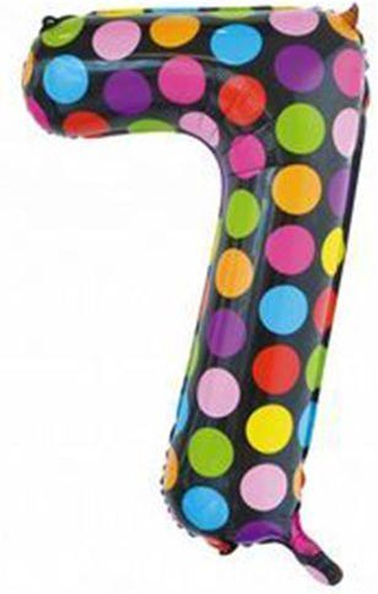 Folie Ballon Cijfer 7 Stippen XL 86cm leeg