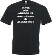Mijncadeautje Unisex T-shirt zwart (maat M) Ik ben niet arrogant maar de allerbeste