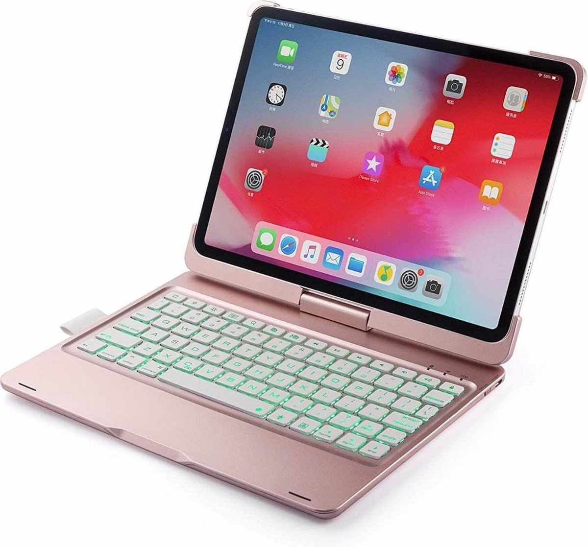 iPad Pro 11 toetsenbord draaibare case roze