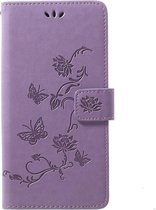 Bloemen & Vlinders Book Case - Geschikt voor Samsung Galaxy A70 Hoesje - Paars