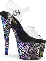 Pleaser Sandaal met enkelband, Paaldans schoenen -36 Shoes- ADORE-708SP Paaldans schoenen Multicolours/Transparant