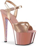 Pleaser Sandaal met enkelband, Paaldans schoenen -38 Shoes- SKY-309TTG Paaldans schoenen Roze/Goudkleurig