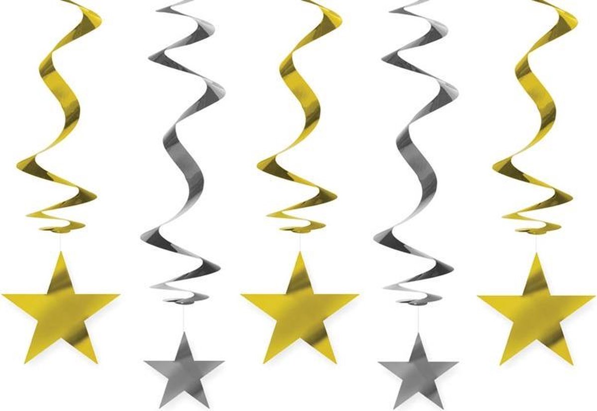Swirl deco ster goud/zilver