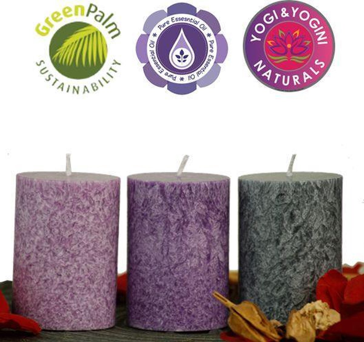 Goedkoopste Kaarsen stearine 3 x MINDFULNESS - 8x5.5 cm - M