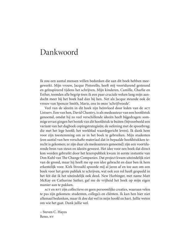 Dankwoord van Steven C. Hayes voor het boek 'Uit je hoofd, in het leven'.
