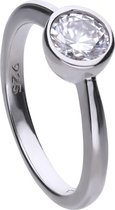 Diamonfire - Zilveren ring met steen Maat 17.5 - Steenmaat 6.25 mm - Kastzetting